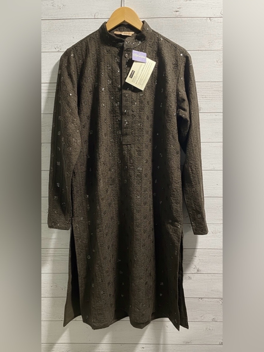 Classic Men’s Brown Embroidered Kurta